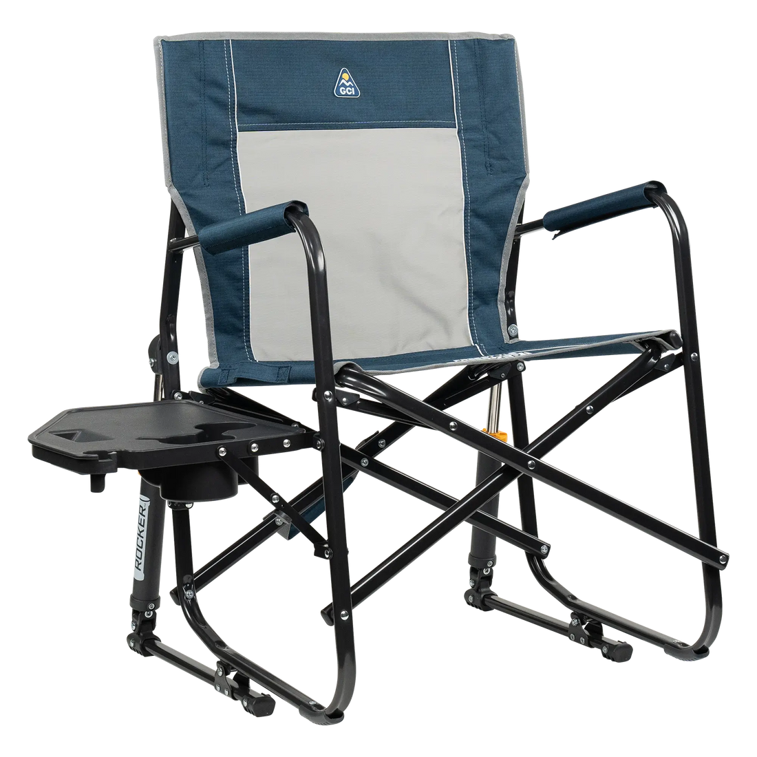 Smooth Motion Freestyle Rocker with Side Table - Choice 853 - RoadTrip Rocker Smooth Motion Camp Chair - Heathered Indigo
