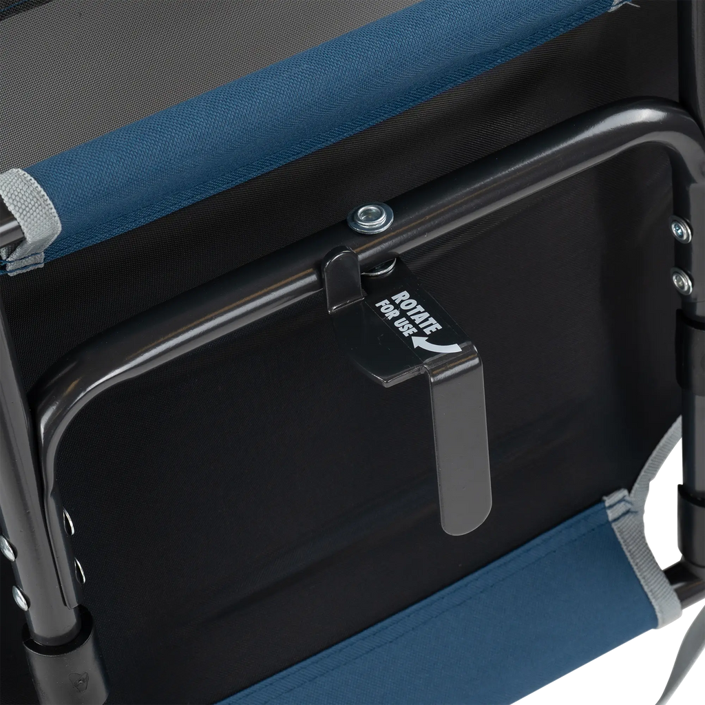 Secure-Hook Big Comfort Stadium Chair with Armrests - Choice 465 - Grandstand Cushion Seat with Secure Under-Bench Hooks Detail
