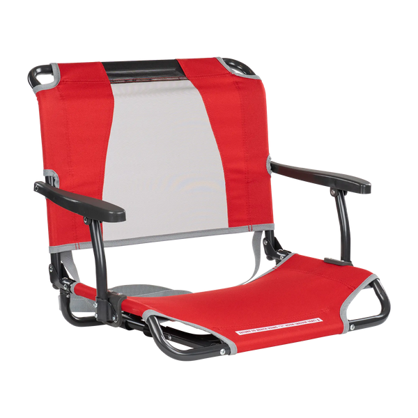 Secure-Hook Big Comfort Stadium Chair with Armrests - Choice 465 - Grandstand Cushion Seat with Secure Under-Bench Hooks - Red