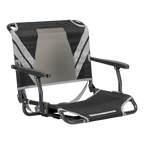 Secure-Hook Big Comfort Stadium Chair with Armrests - Choice 465 - Grandstand Cushion Seat with Secure Under-Bench Hooks - Black/Gray