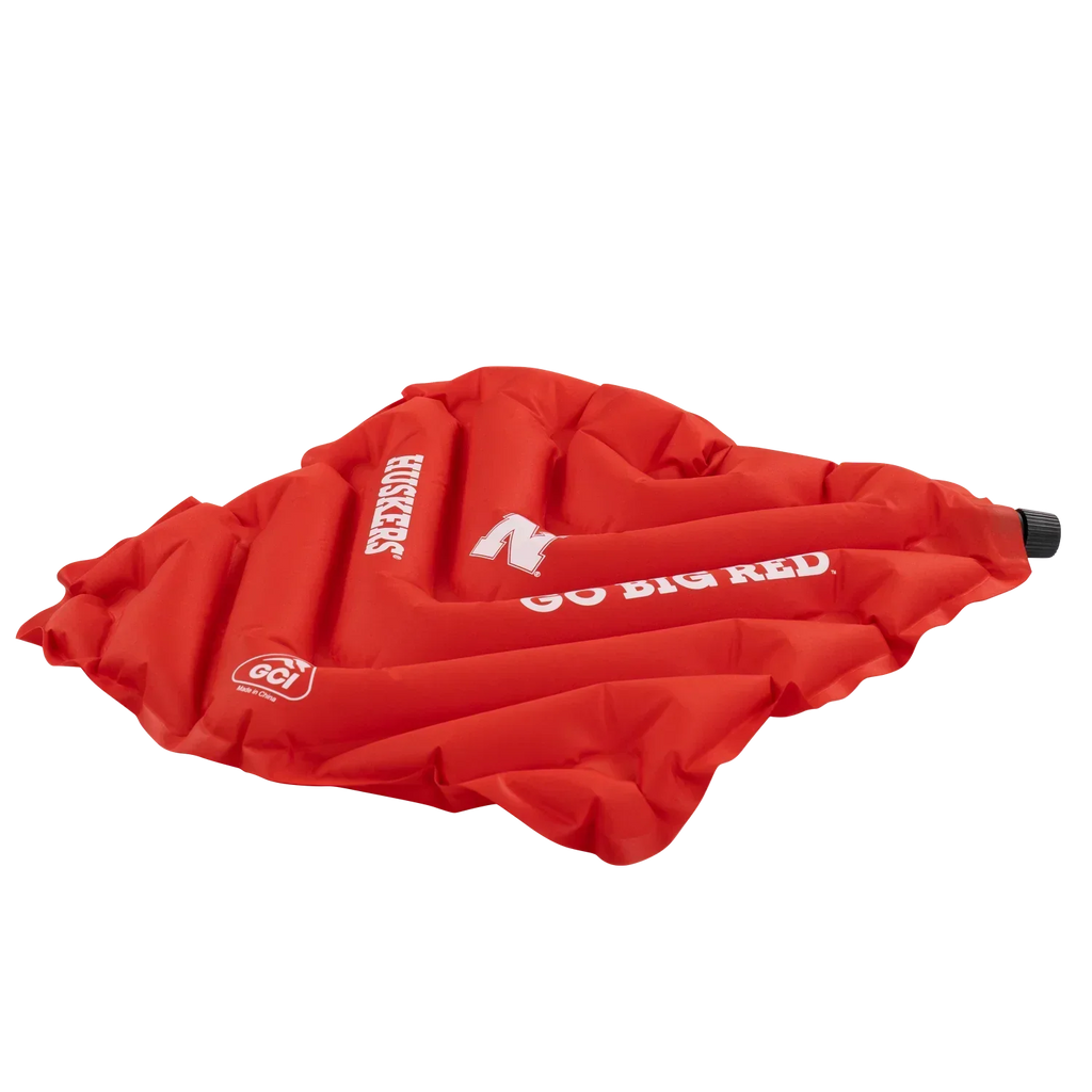 Secure-Hook College V Seat Inflatable Stadium Cushion - Nebraska Cornhuskers - Choice 277 - Lightweight Folding Bleacher Chair with Cushioning Detail