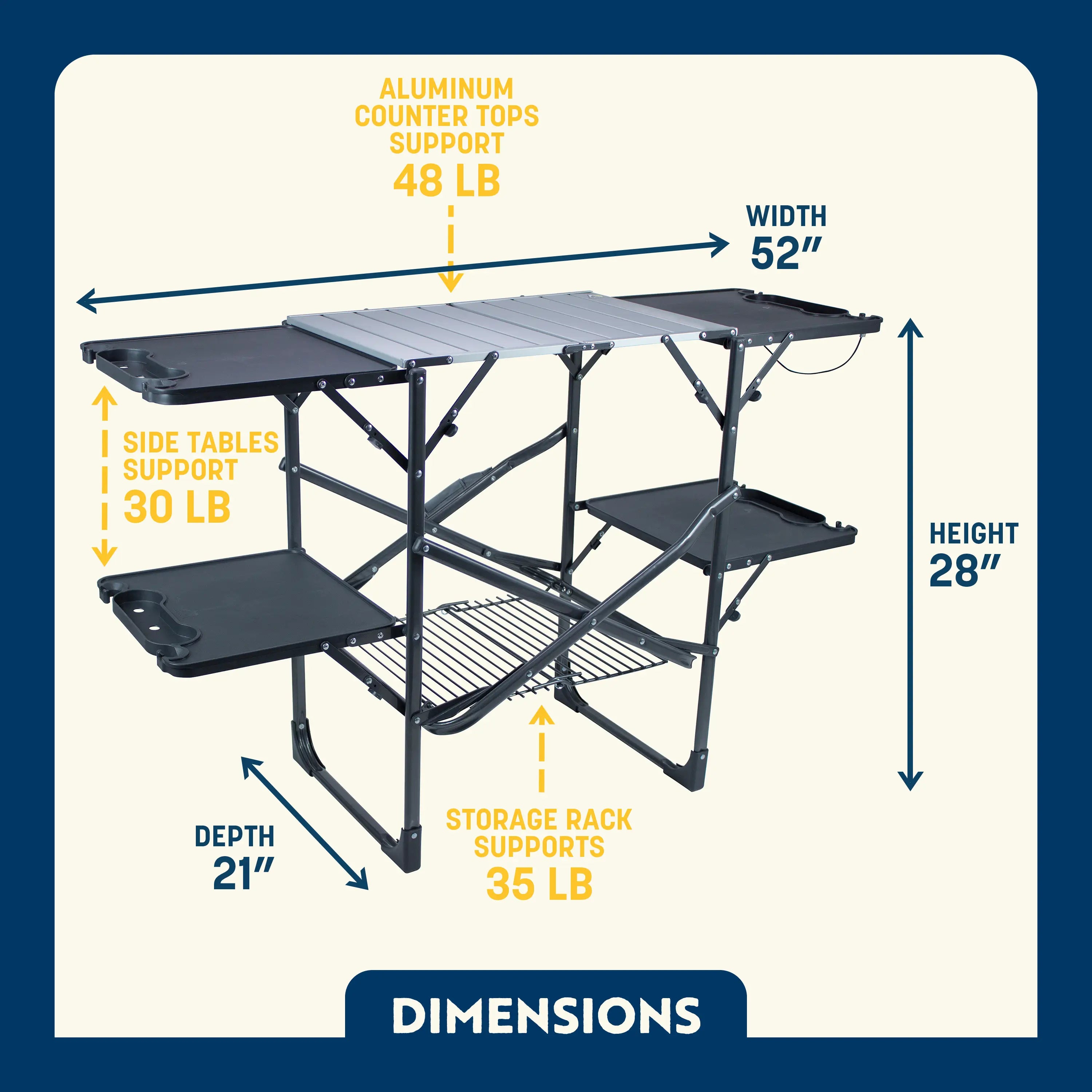 Heavy-Duty Camp Slim-Fold Cook Station - Choice 575 - Multi-Purpose Outdoor Culinary Cooking Set Detail