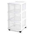 Modern HOMZ Drawer Tower, 3-Tier Rolling Storage Cart with Removable Wheels, Collection
