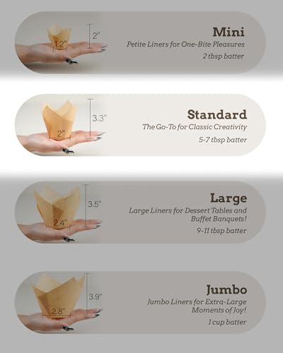 Modern Bake Choice 200pcs Natural Tulip Cupcake Liners for Set