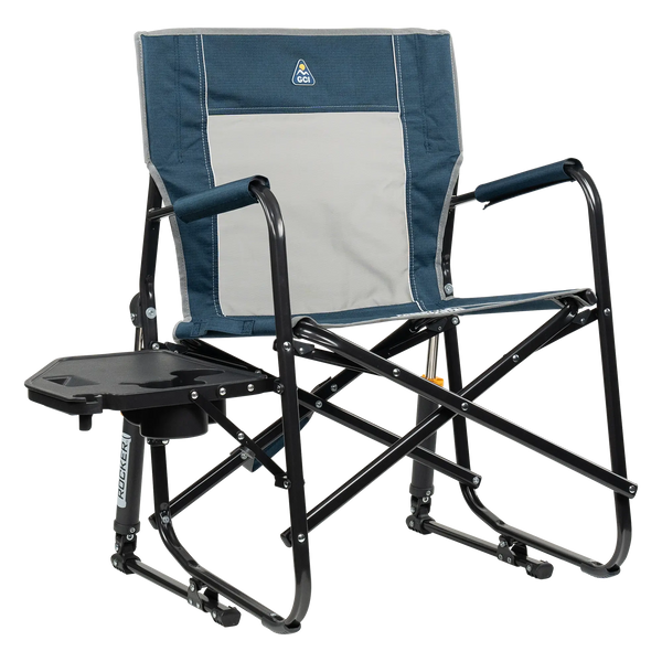 Smooth Motion Freestyle Rocker with Side Table - Choice 853 - RoadTrip Rocker Smooth Motion Camp Chair - Heathered Indigo