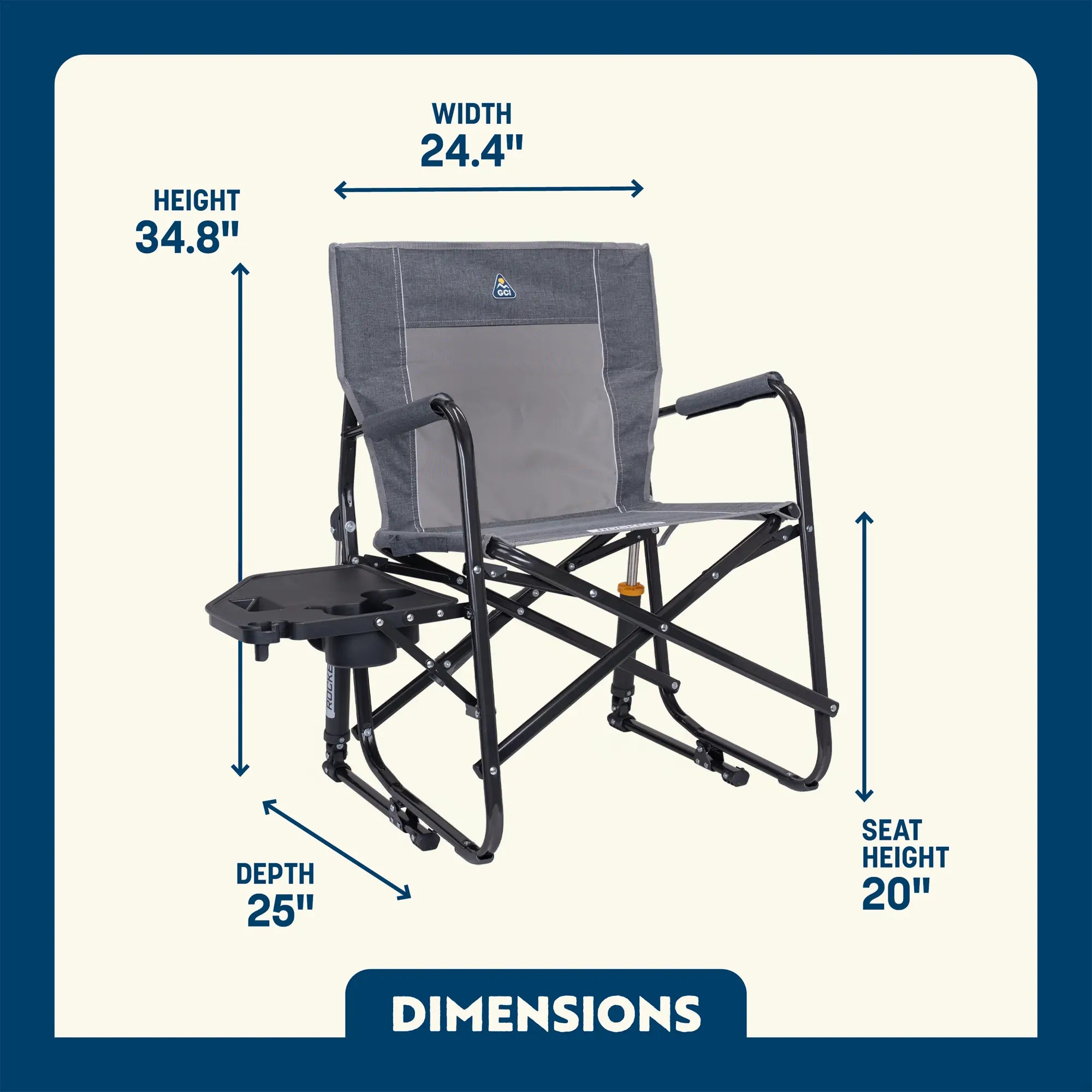 Smooth Motion Freestyle Rocker with Side Table - Choice 853 - RoadTrip Rocker Smooth Motion Camp Chair Detail