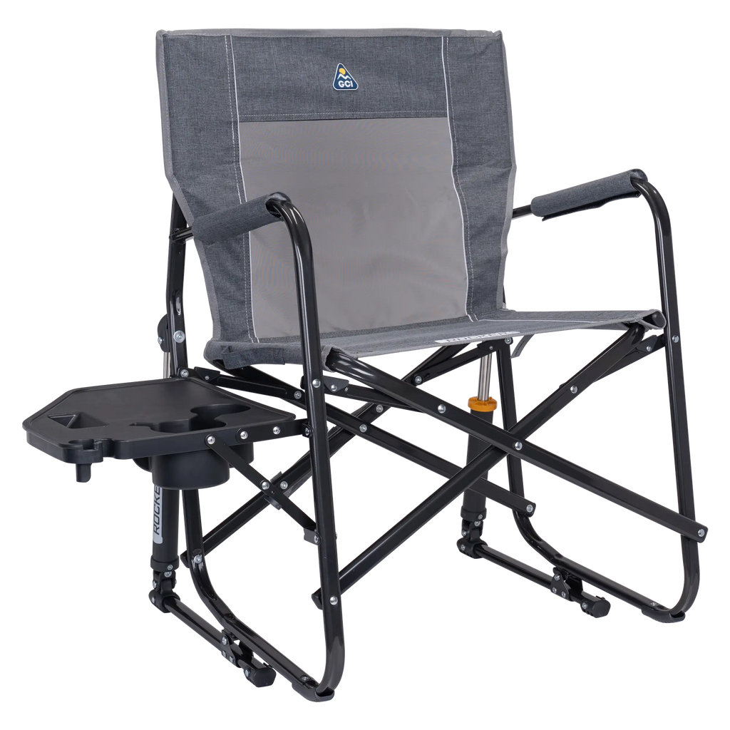 Smooth Motion Freestyle Rocker with Side Table - Choice 853 - RoadTrip Rocker Smooth Motion Camp Chair - Heathered Pewter