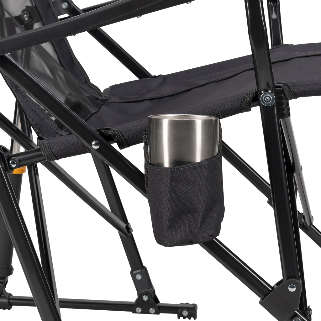 Luxury Camp RoadTrip Rocker - Choice 855 - Heavy-Duty Kickback Rocker with Beverage Holder Detail