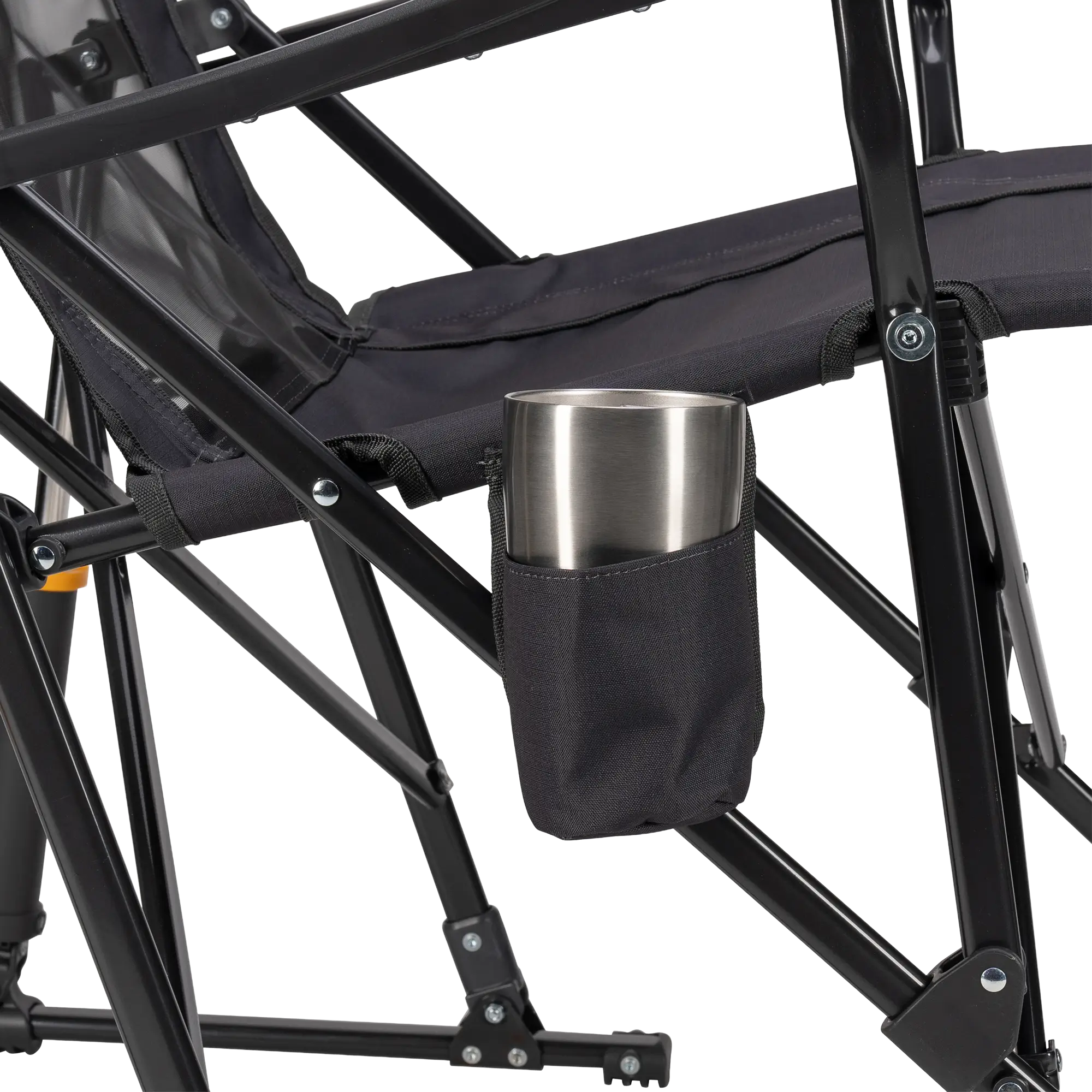 Luxury Camp RoadTrip Rocker - Choice 855 - Heavy-Duty Kickback Rocker with Beverage Holder Detail