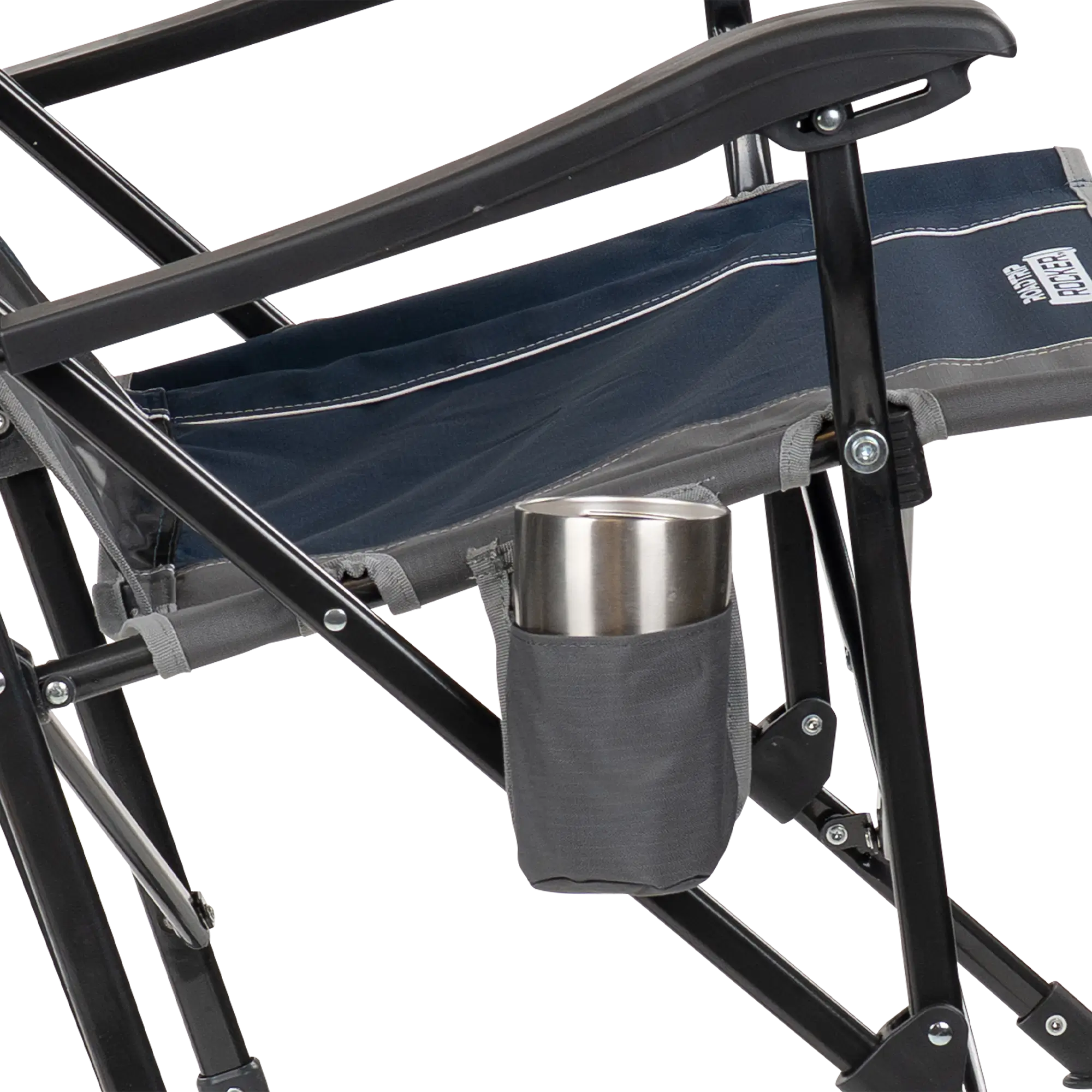 Luxury Camp RoadTrip Rocker - Choice 855 - Heavy-Duty Kickback Rocker with Beverage Holder Detail