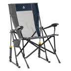 Luxury Camp RoadTrip Rocker - Choice 855 - Heavy-Duty Kickback Rocker with Beverage Holder - Indigo