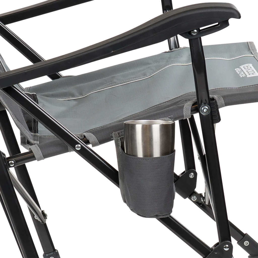 Luxury Camp RoadTrip Rocker - Choice 855 - Heavy-Duty Kickback Rocker with Beverage Holder Detail