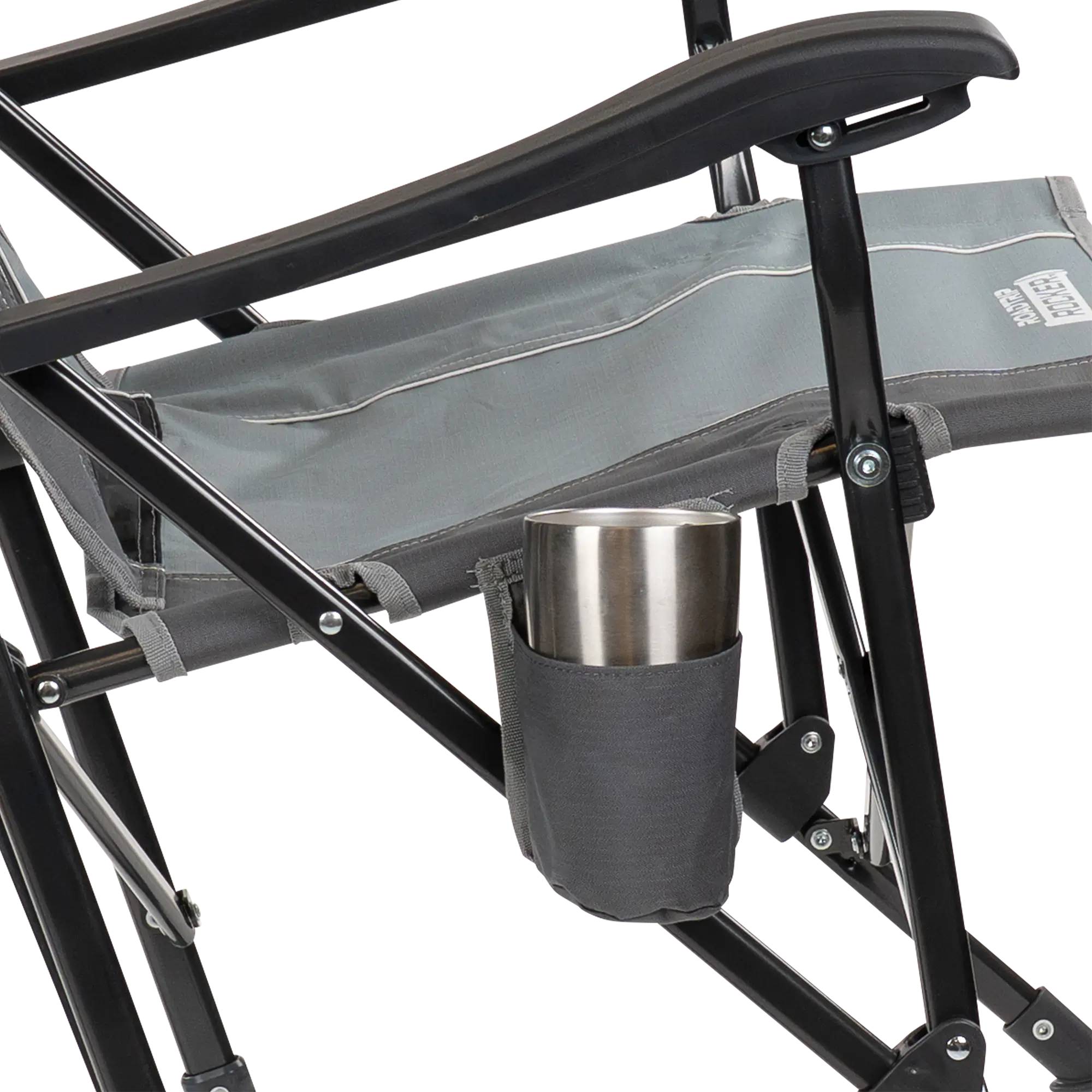 Luxury Camp RoadTrip Rocker - Choice 855 - Heavy-Duty Kickback Rocker with Beverage Holder Detail