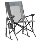 Luxury Camp RoadTrip Rocker - Choice 855 - Heavy-Duty Kickback Rocker with Beverage Holder - Mercury Gray