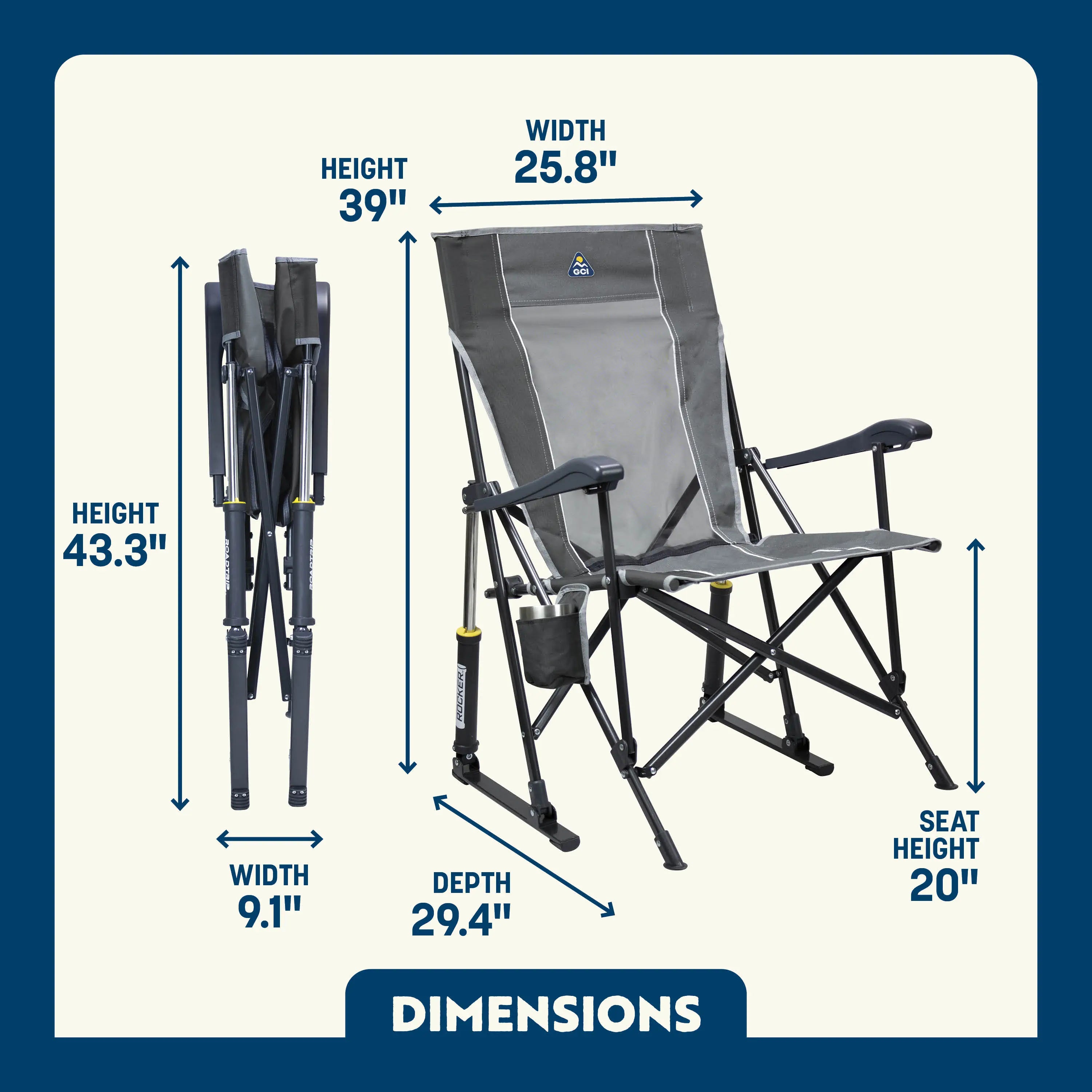 Luxury Camp RoadTrip Rocker - Choice 855 - Heavy-Duty Kickback Rocker with Beverage Holder Detail