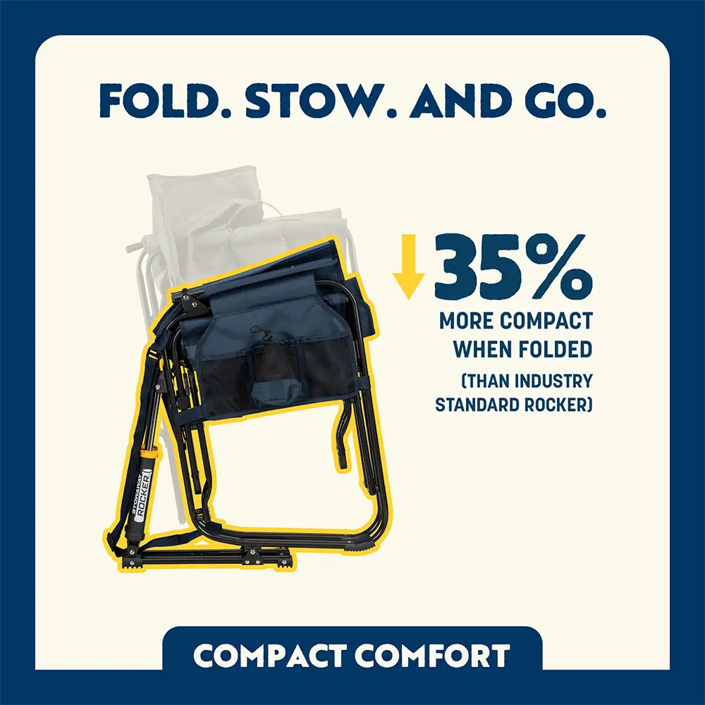 Luxury Camp Stowaway Rocker - Choice 794 - RoadTrip Rocker Smooth Motion Camp Chair Detail