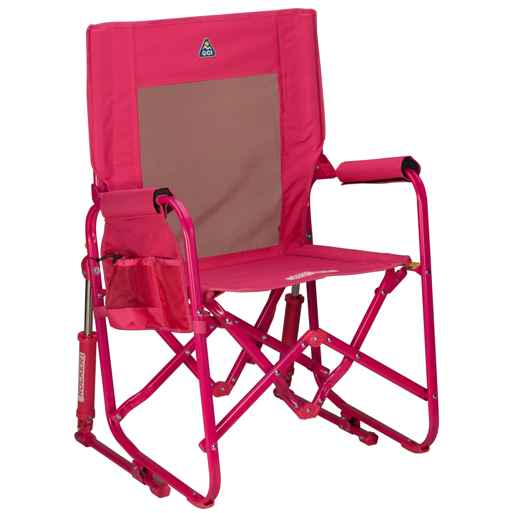Luxury Camp Stowaway Rocker - Choice 794 - RoadTrip Rocker Smooth Motion Camp Chair - Bright Pink
