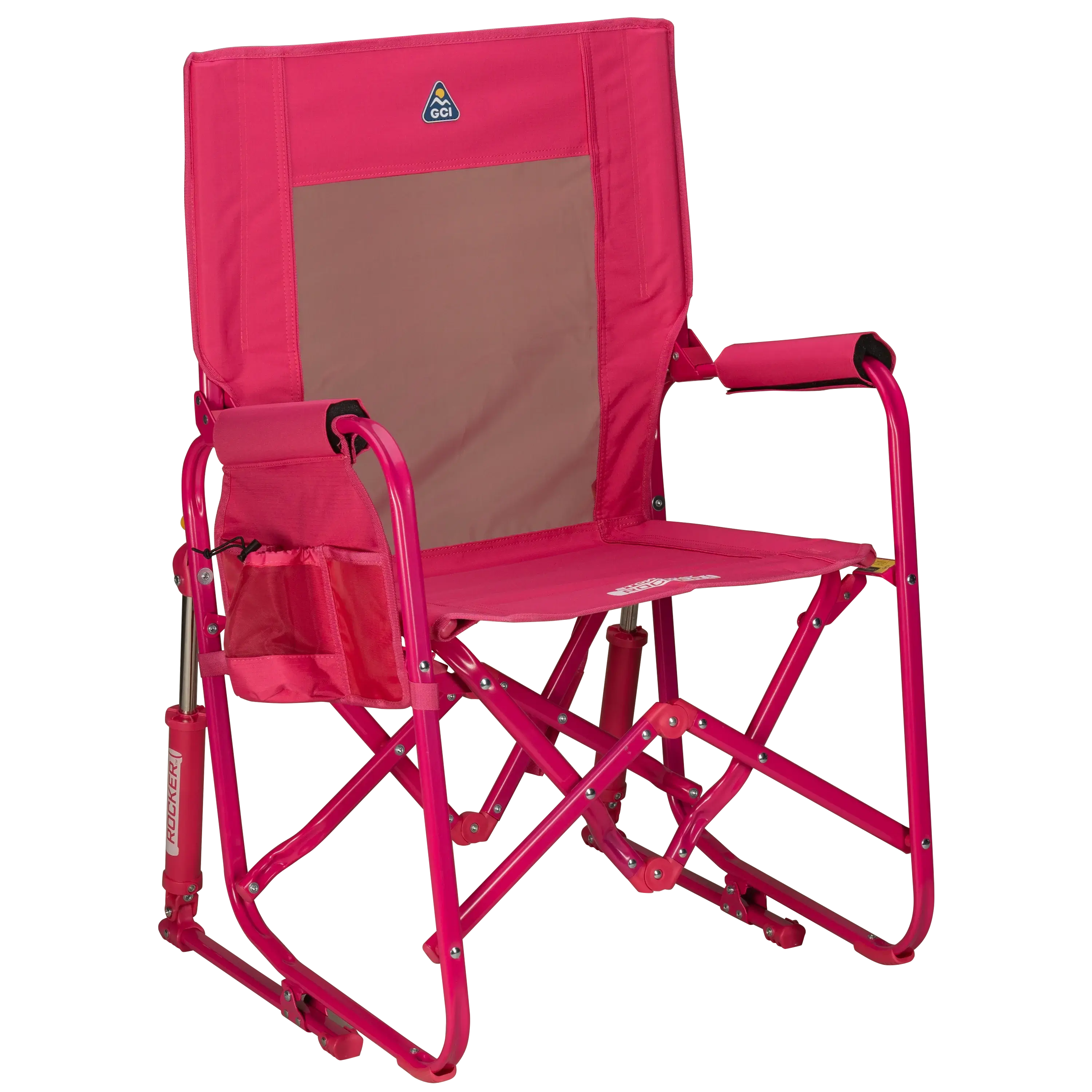 Luxury Camp Stowaway Rocker - Choice 794 - RoadTrip Rocker Smooth Motion Camp Chair - Bright Pink