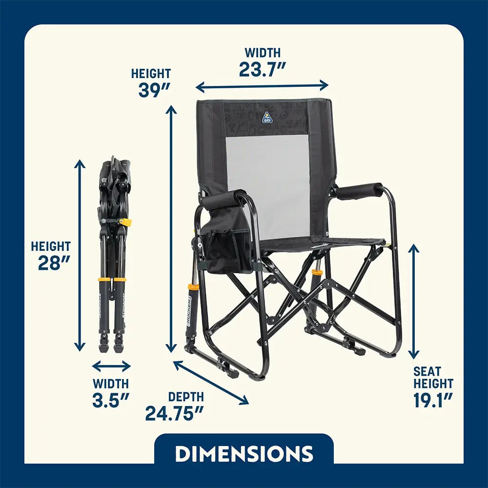 Luxury Camp Stowaway Rocker - Choice 794 - RoadTrip Rocker Smooth Motion Camp Chair Detail