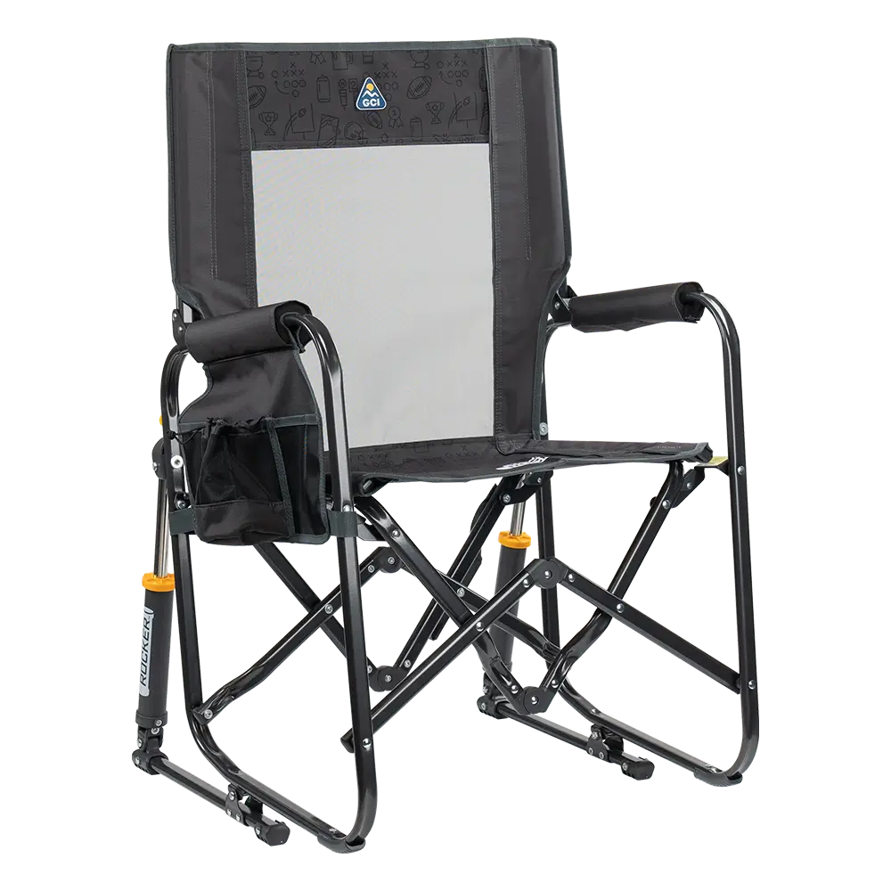 Luxury Camp Stowaway Rocker - Choice 794 - RoadTrip Rocker Smooth Motion Camp Chair - Tailgater Dark Charcoal