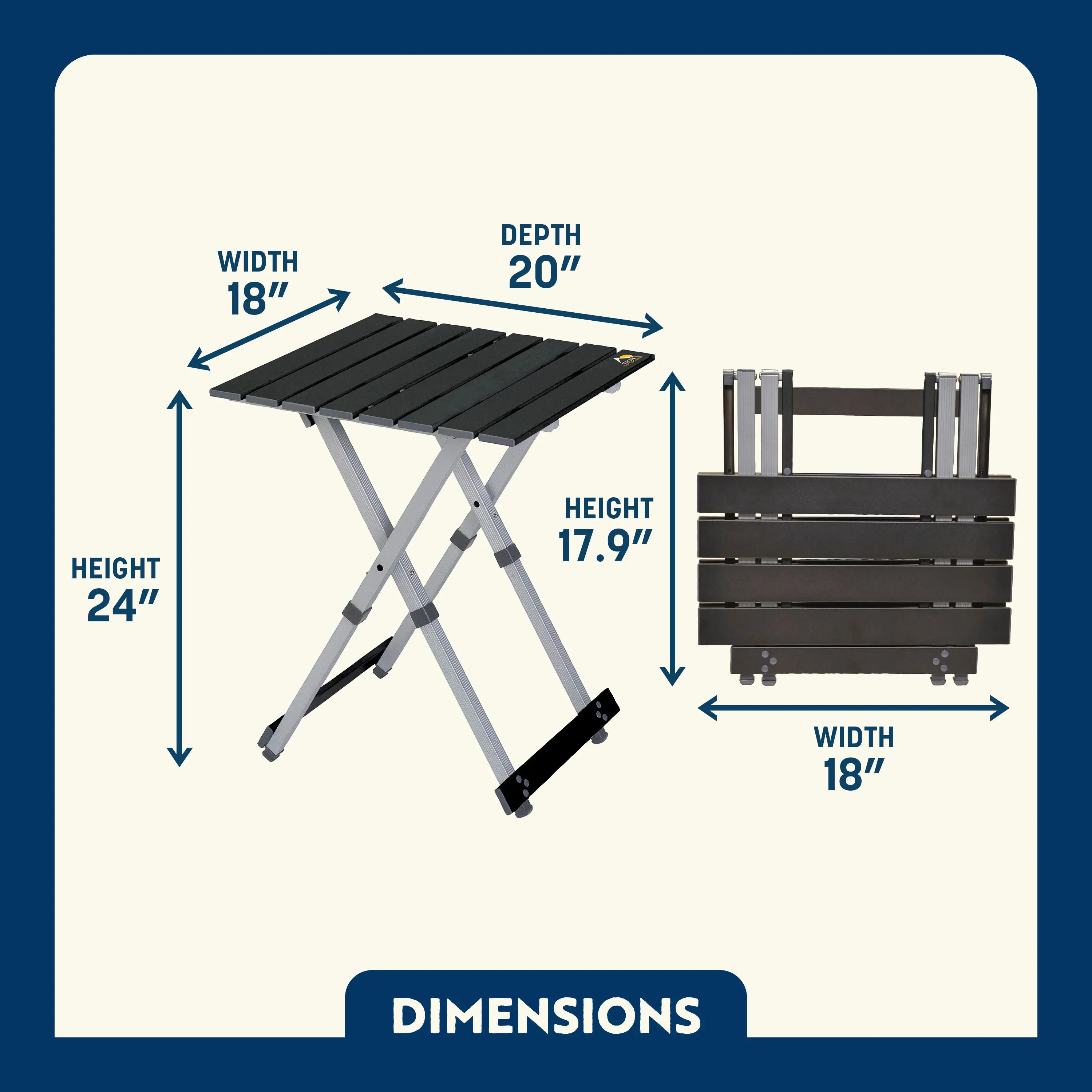 Multi-Functional Cook Compact Camp Table 20 - Choice 513 - Slim-Fold Outdoor Cook Station with Storage Shelves Detail