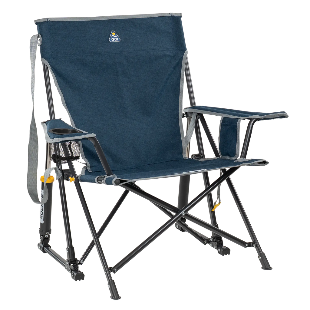 Premium All-Weather Kickback Rocker - Choice 345 - RoadTrip Rocker Smooth Motion Camp Chair - Heathered Indigo