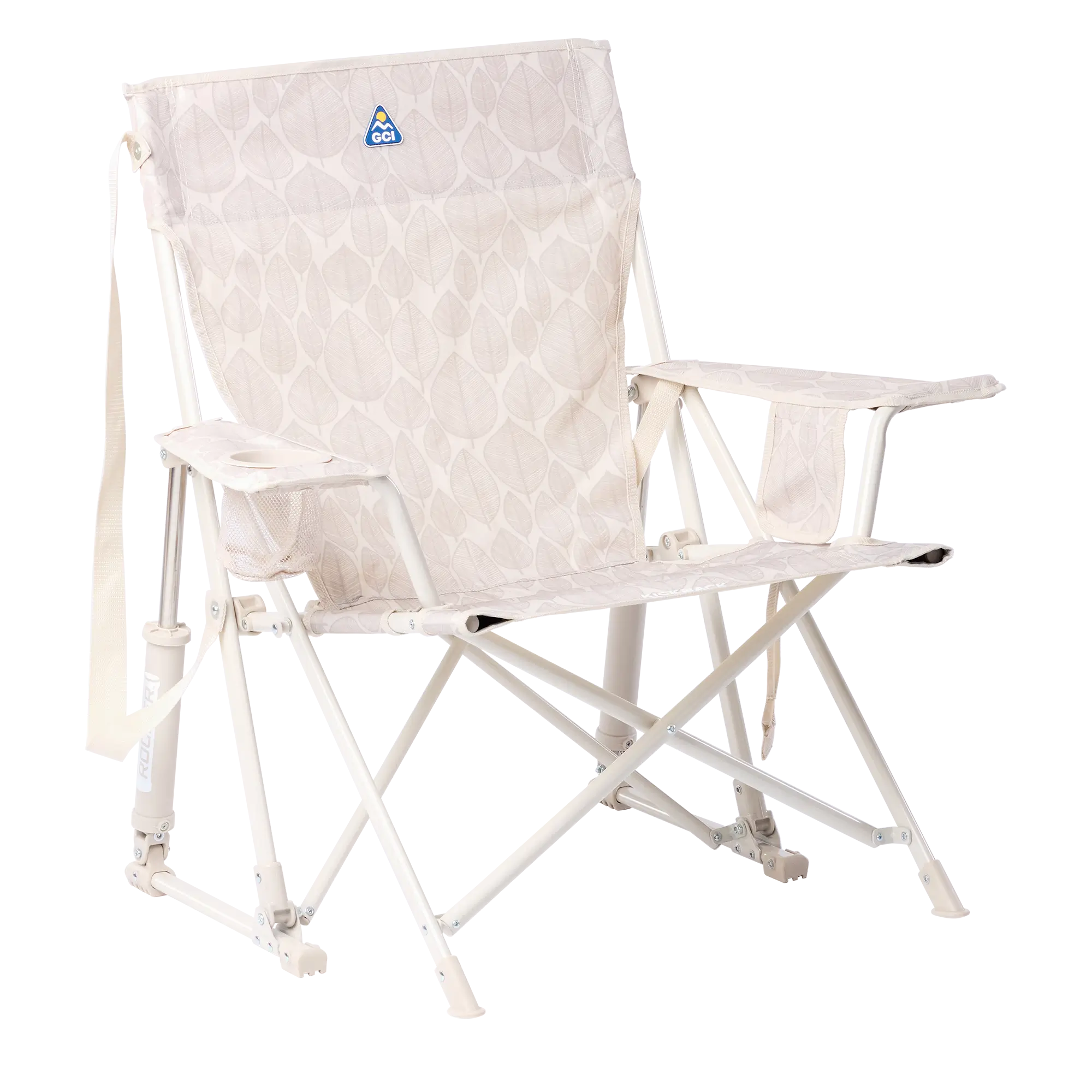Premium All-Weather Kickback Rocker - Choice 345 - RoadTrip Rocker Smooth Motion Camp Chair - Soft Neutral Leaf