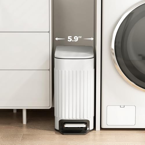 luxury TrashAid Slim Bathroom Trash Can with Lid Soft Close, 6 for Daily Use