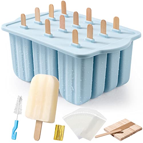 Eco-Friendly Popsicles Molds, MEETRUE 12 Pieces Silicone Popsicle Molds hassle-free-Release BPA-free Essentials