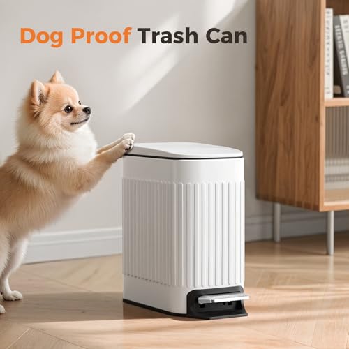 luxury TrashAid Slim Bathroom Trash Can with Lid Soft Close, 6 for Daily Use