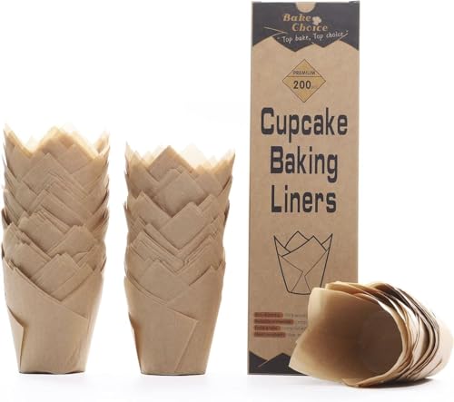 Modern Bake Choice 200pcs Natural Tulip Cupcake Liners for Set