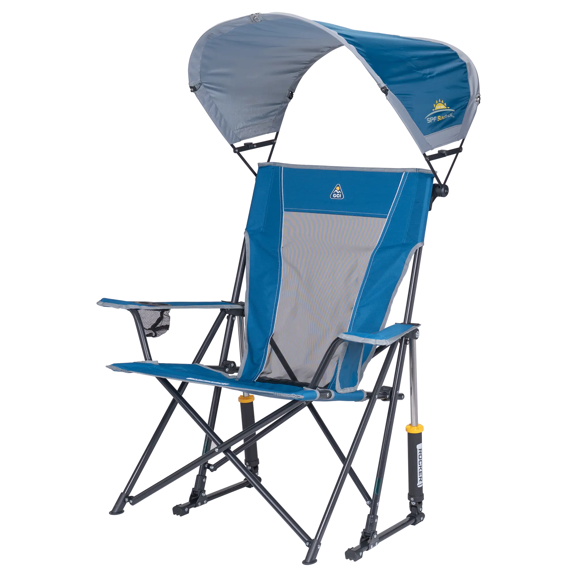 Smooth Motion SunShade Rocker - Choice 550 - Patented Spring-Action Rocking Chair for Camping Detail
