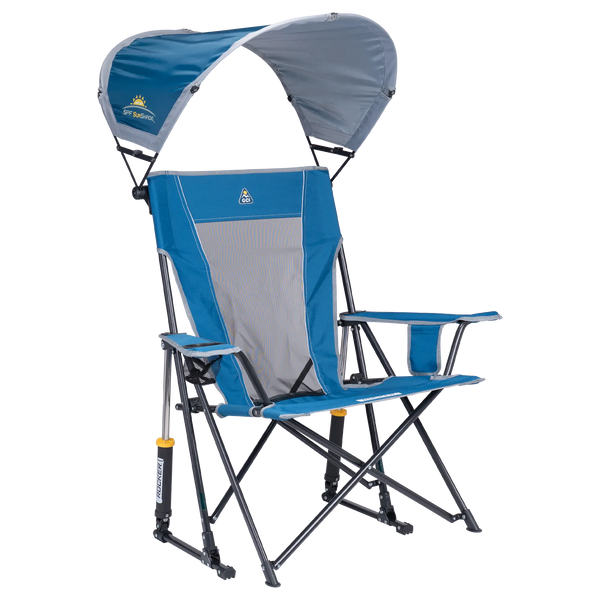 Smooth Motion SunShade Rocker - Choice 550 - Patented Spring-Action Rocking Chair for Camping - Neptune Blue