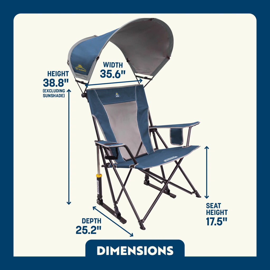 Smooth Motion SunShade Rocker - Choice 550 - Patented Spring-Action Rocking Chair for Camping Detail