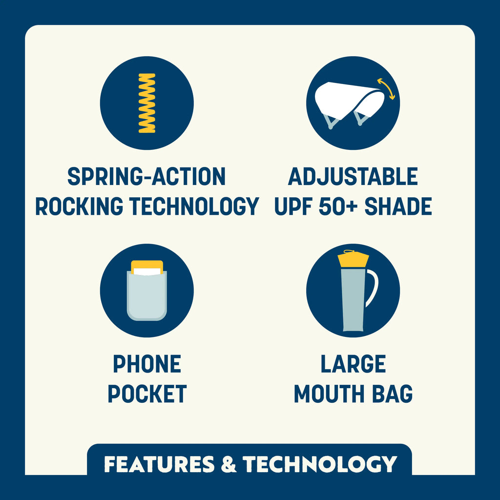 Smooth Motion SunShade Rocker - Choice 550 - Patented Spring-Action Rocking Chair for Camping Detail