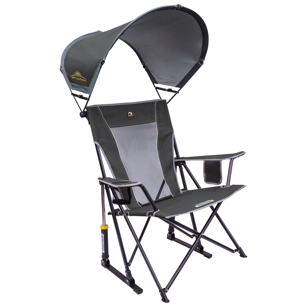 Smooth Motion SunShade Rocker - Choice 550 - Patented Spring-Action Rocking Chair for Camping - Pewter