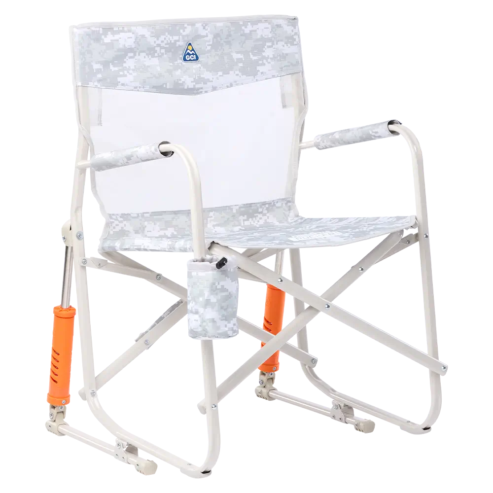 Smooth Motion Freestyle Rocker Elite - Choice 460 - Heavy-Duty Kickback Rocker with Beverage Holder - Snow Camo