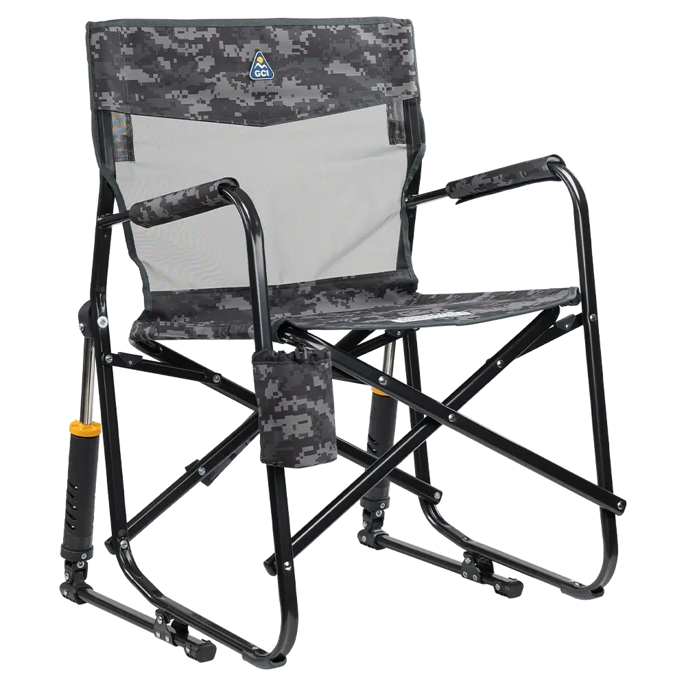Smooth Motion Freestyle Rocker Elite - Choice 460 - Heavy-Duty Kickback Rocker with Beverage Holder - Cool Gray Camo