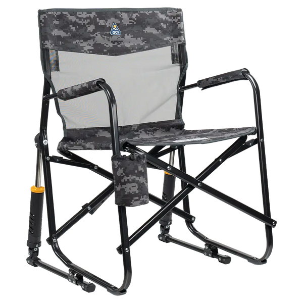 Smooth Motion Freestyle Rocker Elite - Choice 460 - Heavy-Duty Kickback Rocker with Beverage Holder - Cool Gray Camo