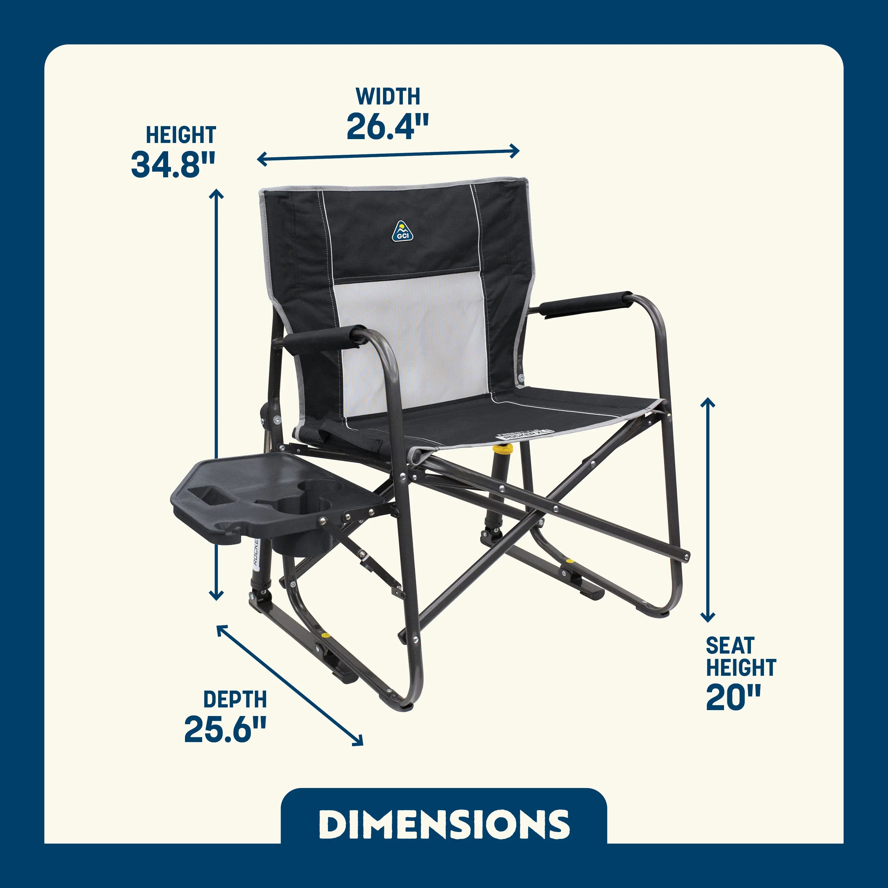 Premium All-Weather Freestyle Rocker XL with Side Table - Choice 836 - RoadTrip Rocker Smooth Motion Camp Chair Detail