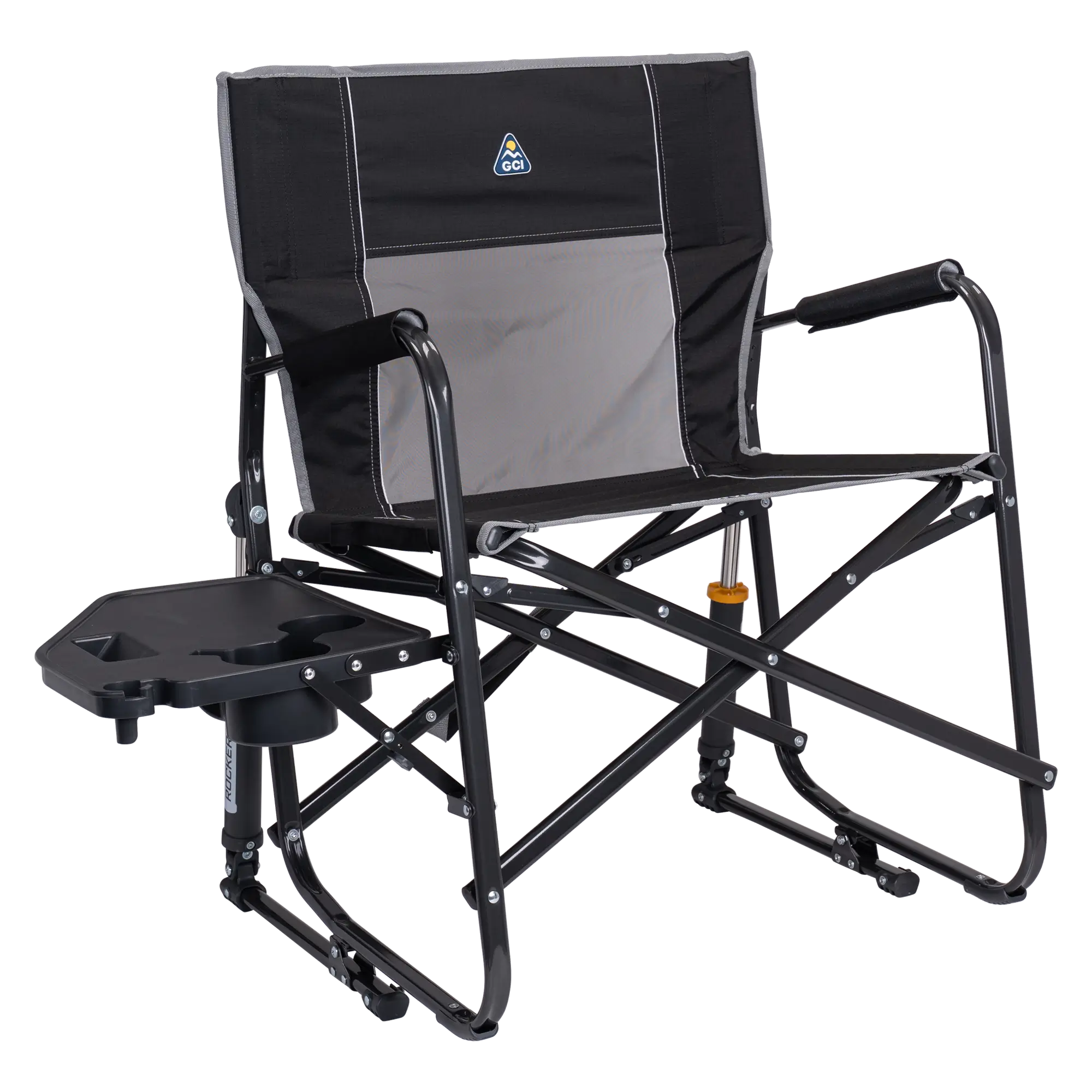 Premium All-Weather Freestyle Rocker XL with Side Table - Choice 836 - RoadTrip Rocker Smooth Motion Camp Chair - Black