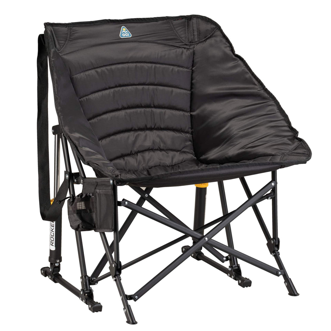 Smooth Motion Puff Rocker - Choice 731 - Heavy-Duty Kickback Rocker with Beverage Holder - Black