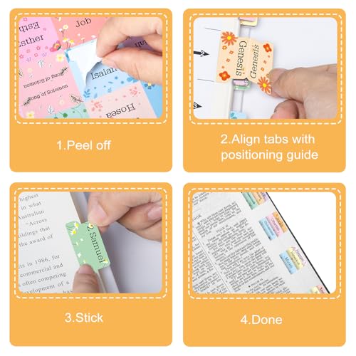 Eco-Friendly Bible Tabs, 75 Tabs, Laminated Bible Index Tabs for for Daily Use
