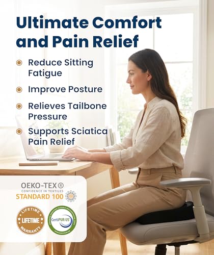 Everlasting Comfort Doctor Recommended Memory Foam Seat Cushion for Office