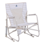 Luxury Camp Beach Rocker - Choice 712 - Heavy-Duty Kickback Rocker with Beverage Holder - Neutral Stripe
