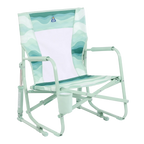 Luxury Camp Beach Rocker - Choice 712 - Heavy-Duty Kickback Rocker with Beverage Holder - Green Beach Wave