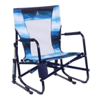 Luxury Camp Beach Rocker - Choice 712 - Heavy-Duty Kickback Rocker with Beverage Holder - Blue Beach Wave