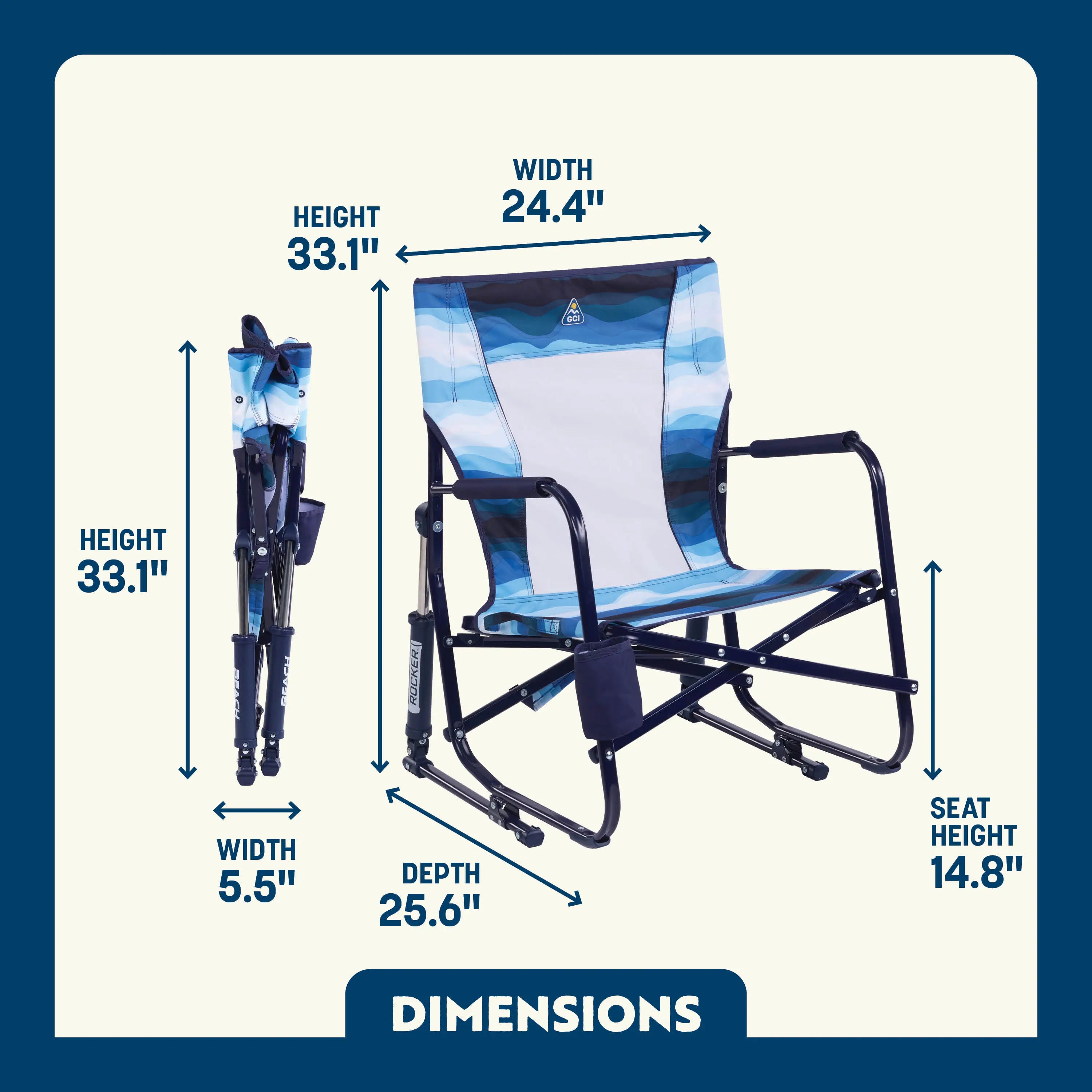 Luxury Camp Beach Rocker - Choice 712 - Heavy-Duty Kickback Rocker with Beverage Holder Detail