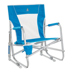 Luxury Camp Beach Rocker - Choice 712 - Heavy-Duty Kickback Rocker with Beverage Holder - Saybrook Blue