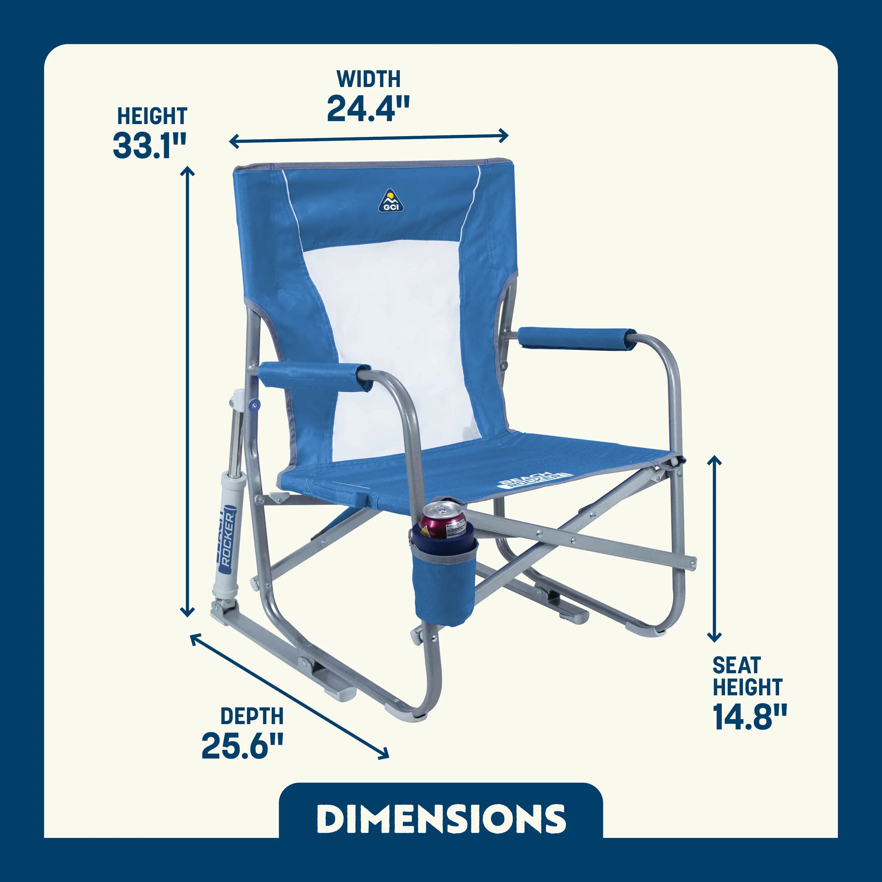 Luxury Camp Beach Rocker - Choice 712 - Heavy-Duty Kickback Rocker with Beverage Holder Detail